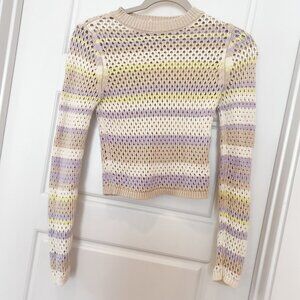 Full Tilt Open Weave Color Block  Sweater - XS